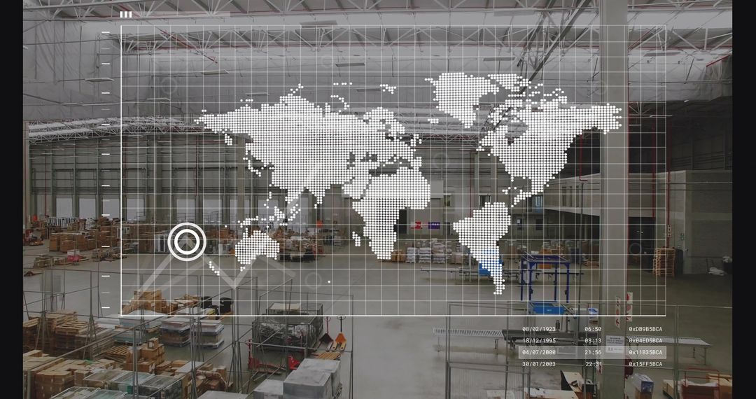 World Map Projection in Modern Warehouse with Logistics Tools
