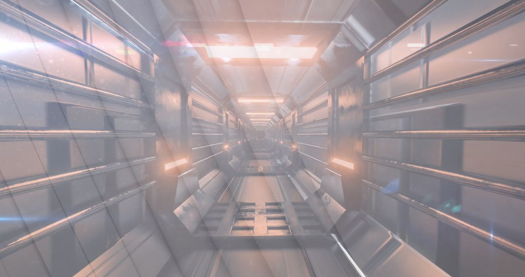 Futuristic Metal Tunnel with White Geometric Circles