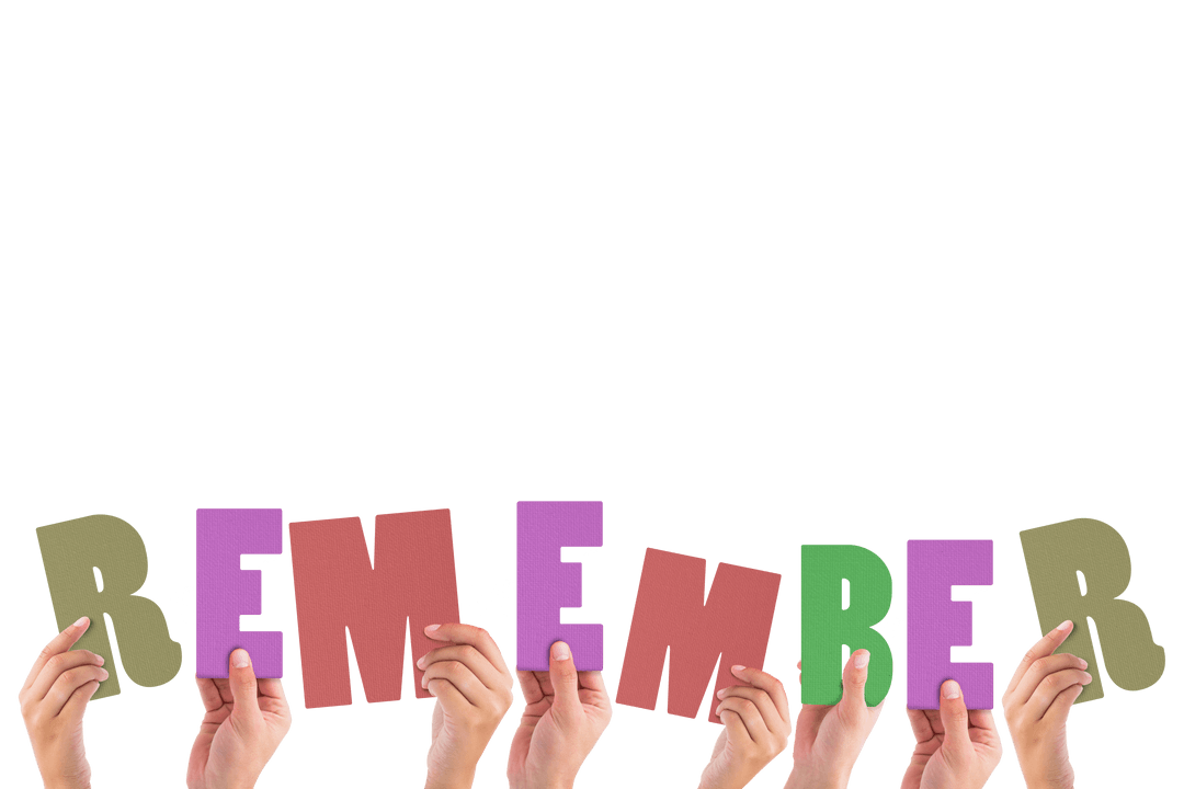 Transparent Hands Holding Colorful Word Remember Letters Boldly