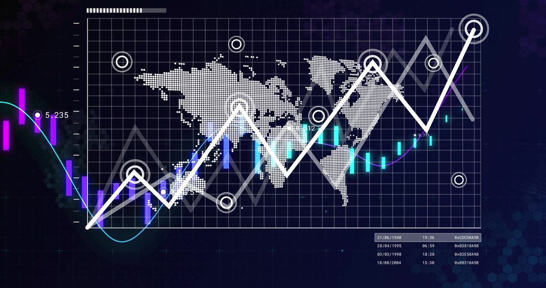 Global Analytics Dashboard with Zigzag Chart on Dark Interface