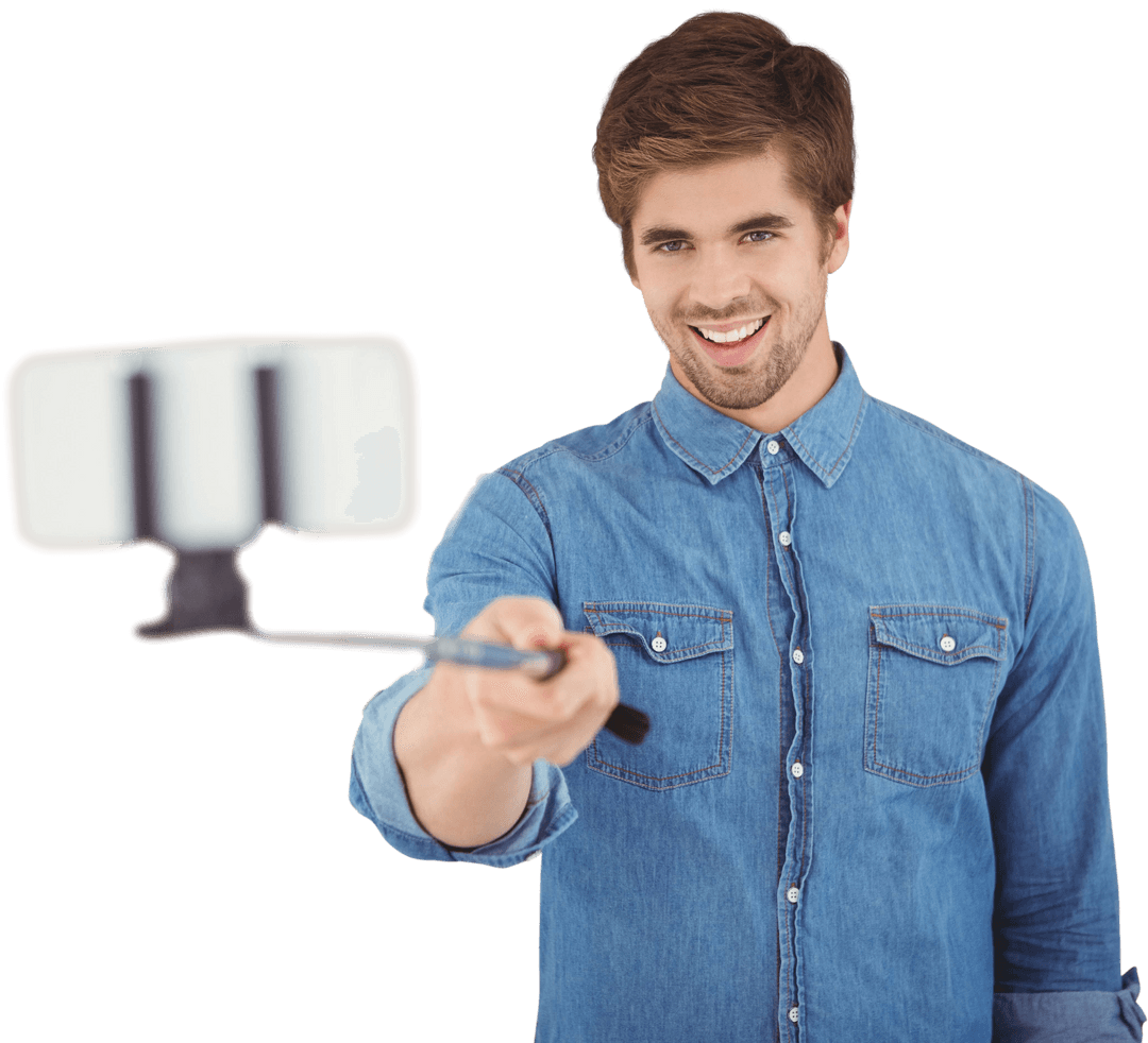 Transparent Hipster Taking Selfie with Smartphone