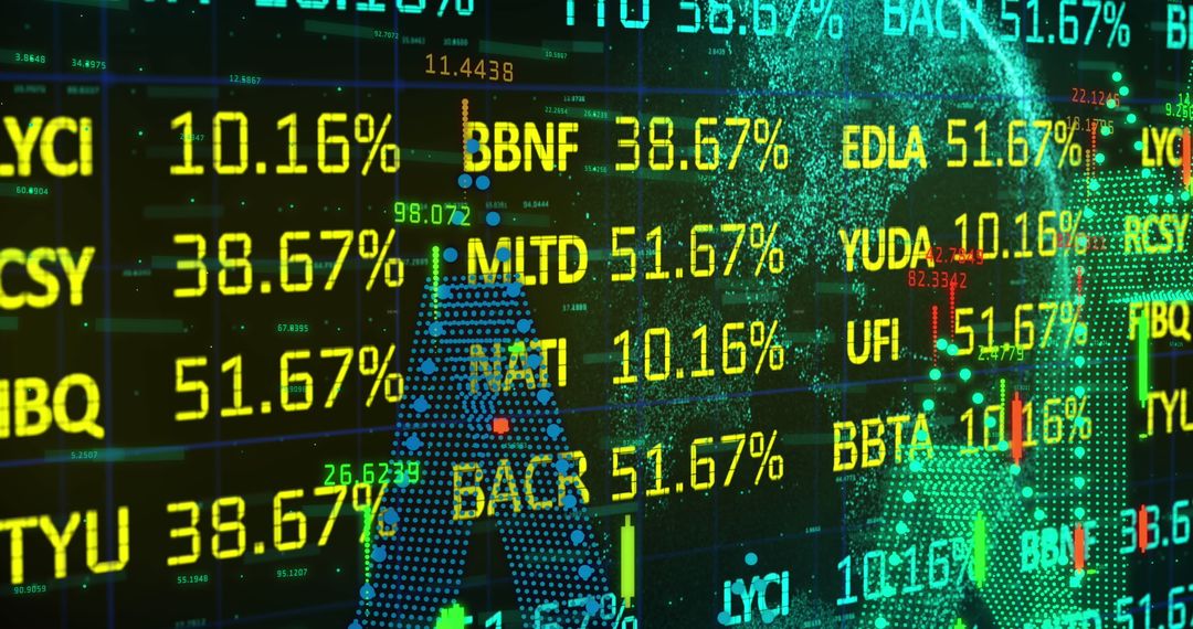 Digital Interface Screen Displaying Stock Market Data