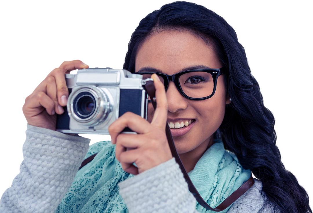 Transparent Asian Woman Taking Picture with Digital Camera - Download Free Stock Images Pikwizard.com