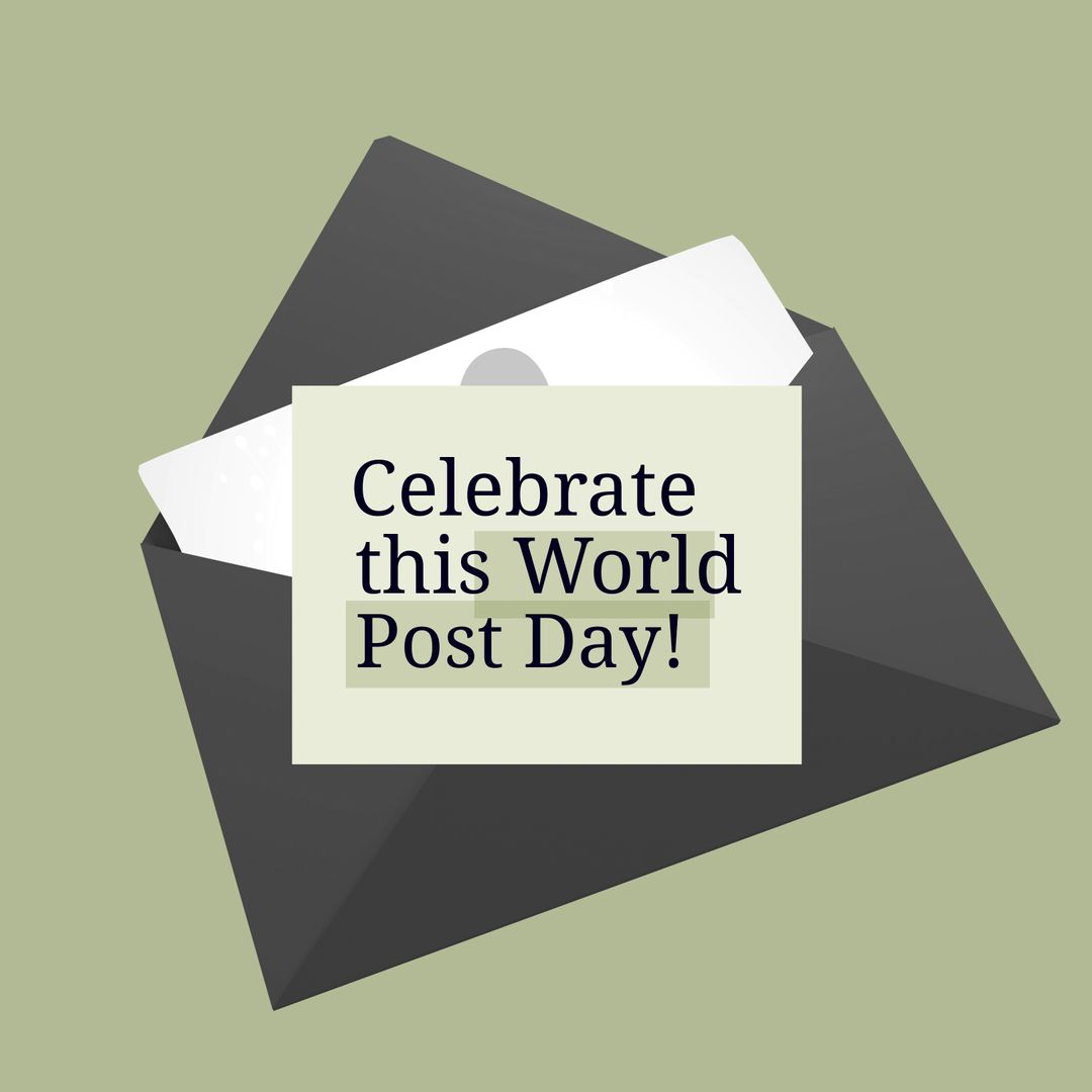 World Post Day Celebration with Envelope and Message Card
