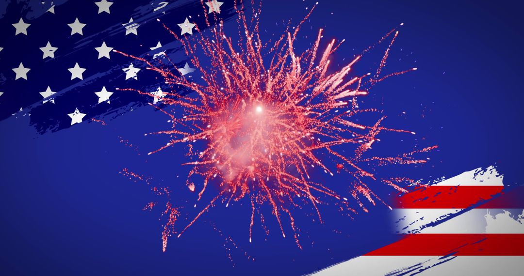 Celebratory Fireworks Exploding Over American Flag Design