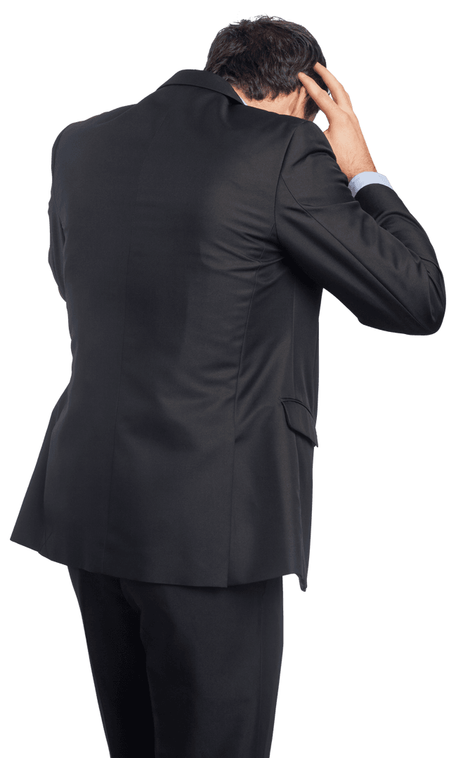 Transparent Stressed Businessman Holding Head