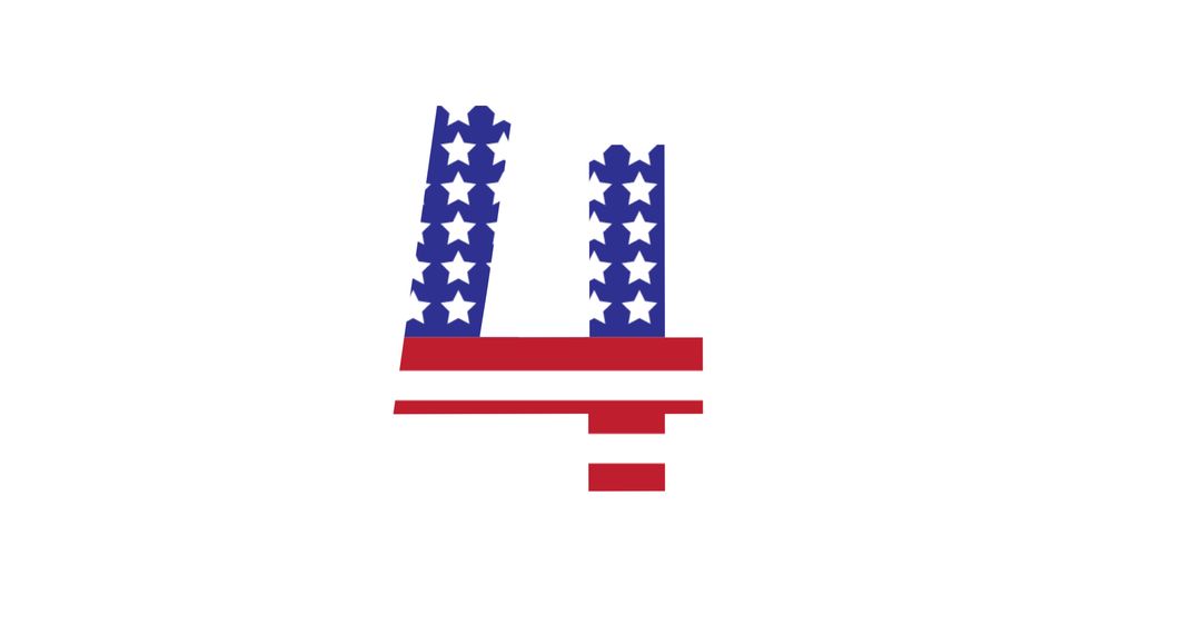 American Flag Styled Number Four on White Background