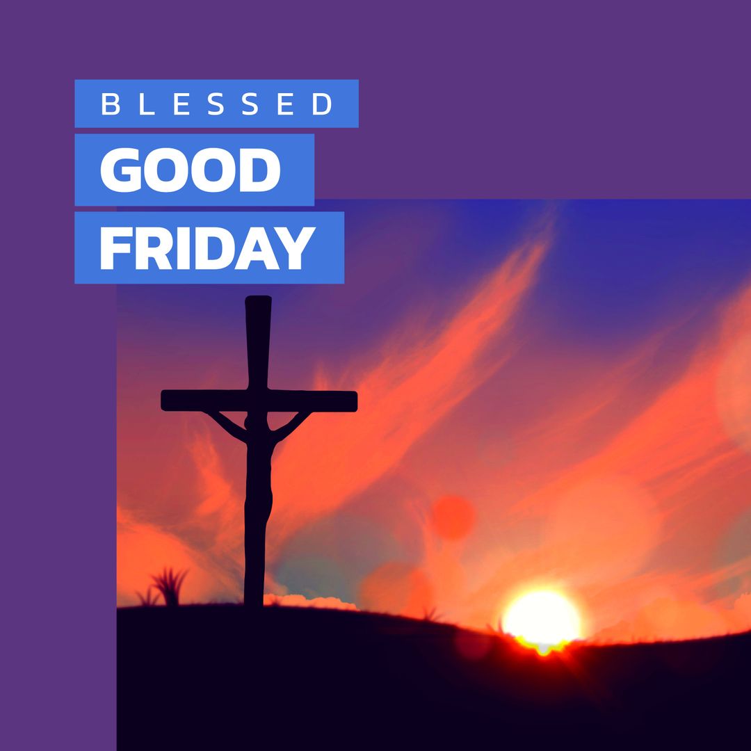 Good Friday Reflection with Cross and Sunset