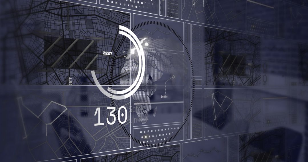 Digital interface with data processing and world map visualization
