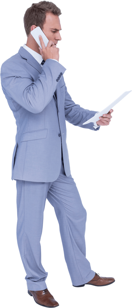 Caucasian Businessman Talking on Phone Transparent Background