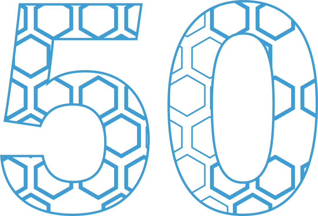Transparent Blue Patterned Number 50 for Birthday Celebration