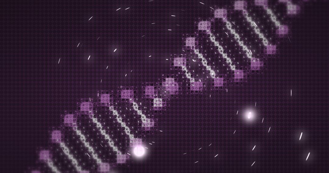 Abstract DNA Strand with Particle Effects on Dark Background