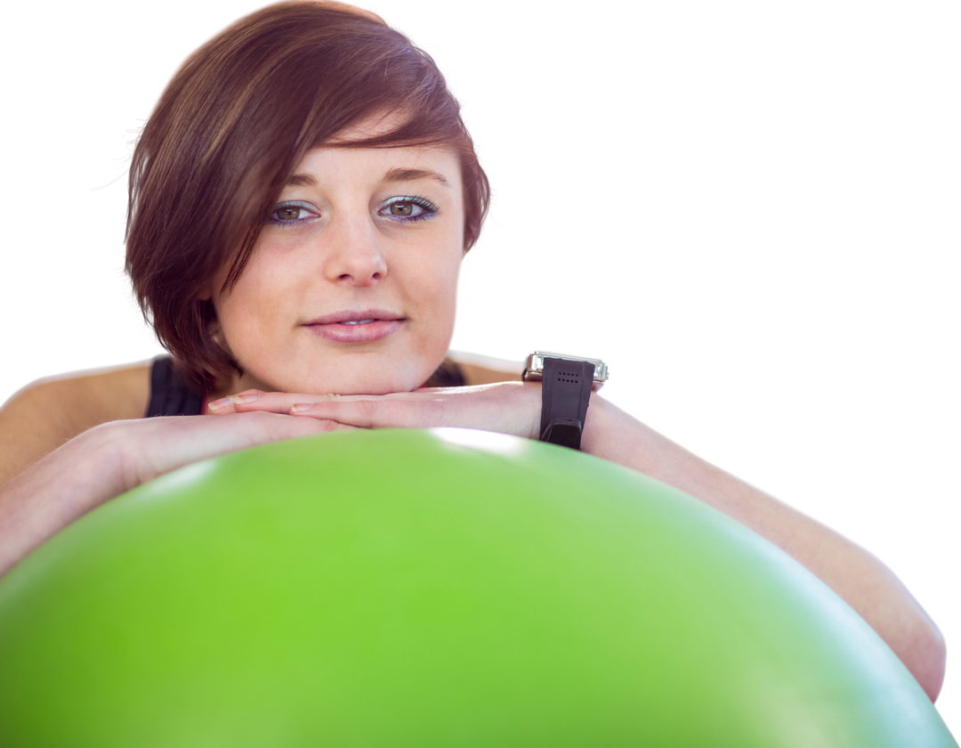 Relaxing Woman Leaning on Green Fitness Ball Transparent Background - Download Free Stock Images Pikwizard.com