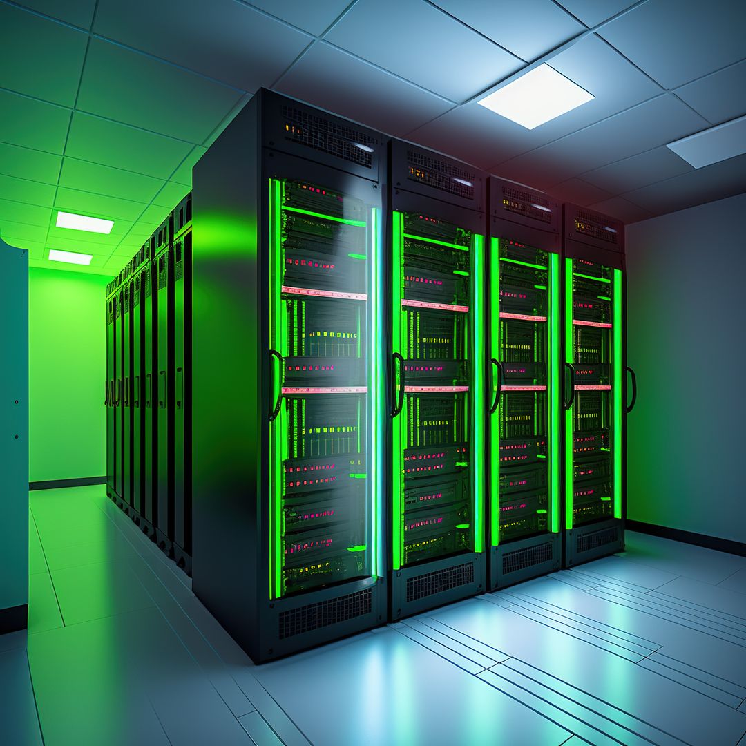 Modern Data Center with Glowing Server Racks - Free Images, Stock Photos and Pictures on Pikwizard.com