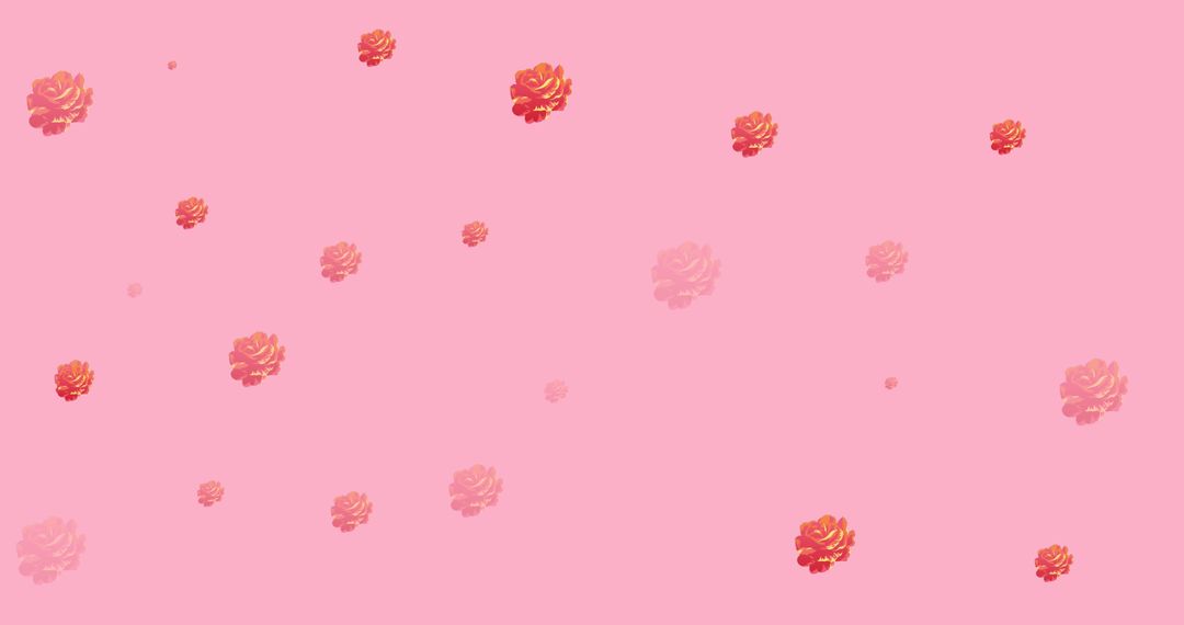 Floating Red Roses on Pastel Pink Background