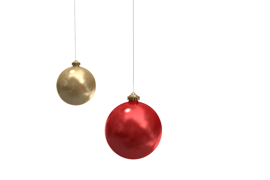 Christmas Baubles Hanging on Transparent Background for Festive Design