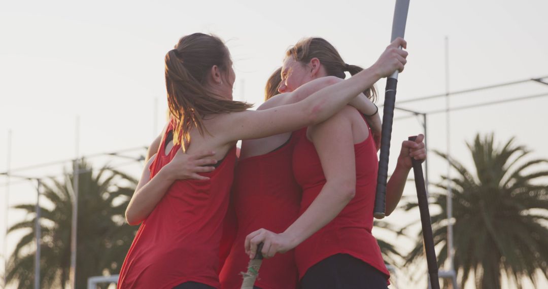 Women Field Hockey Team Celebrating Victory with Hugs - Free Images, Stock Photos and Pictures on Pikwizard.com