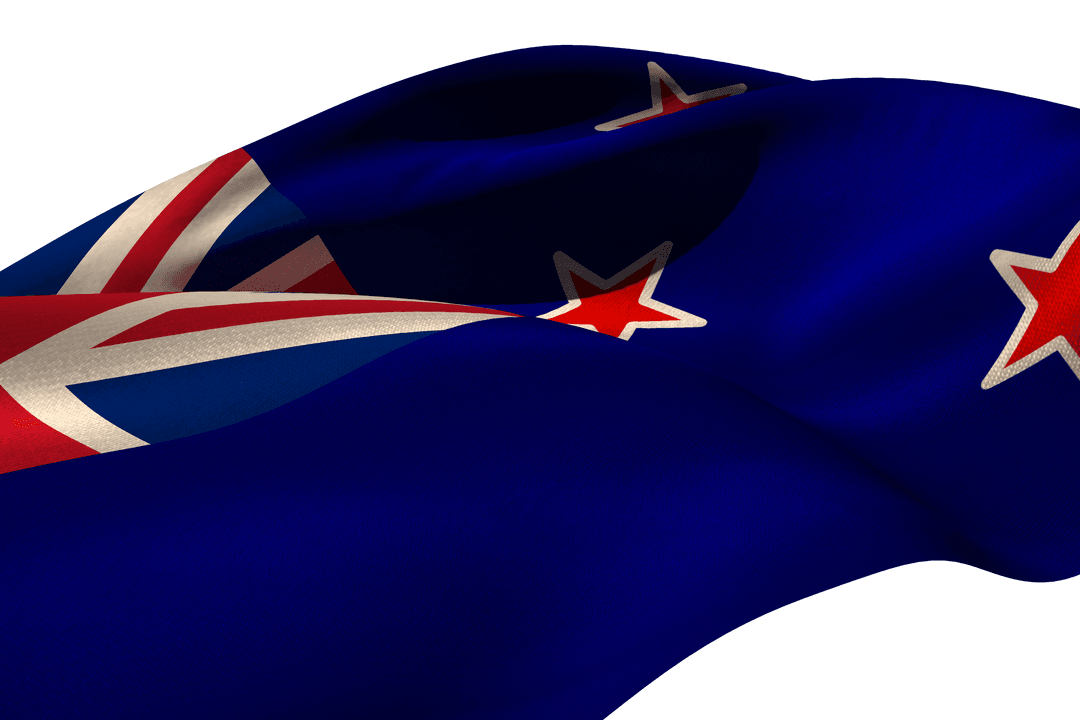 Waving New Zealand Flag Isolated on Transparent Background