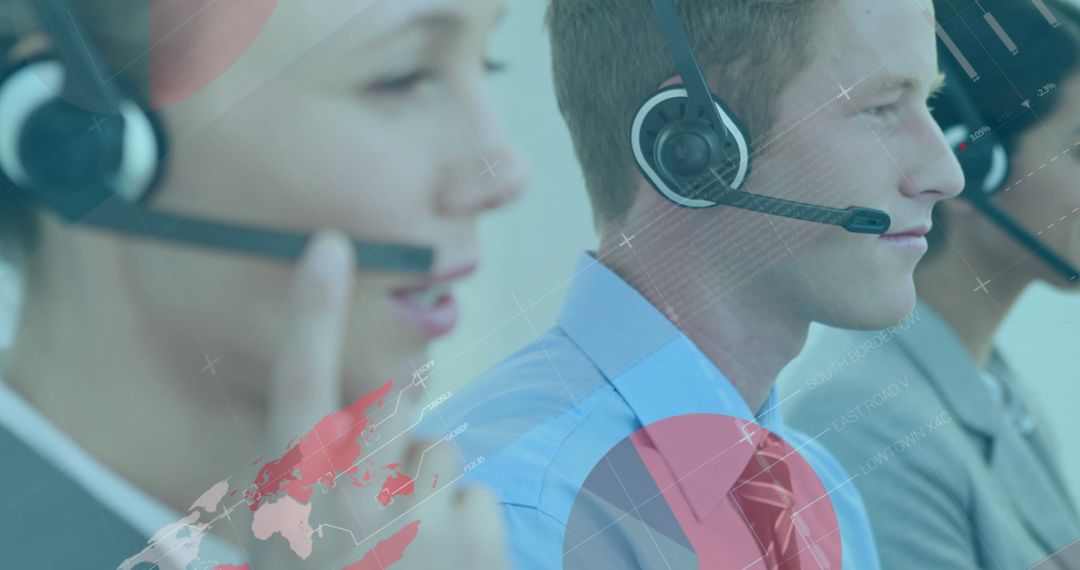 Professionals Collaborating with Global Connectivity in Digital Environment