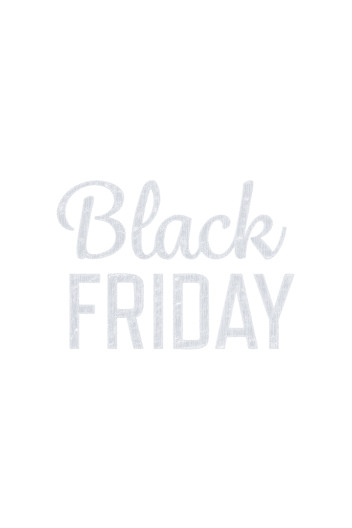 Festive Black Friday White Text on transparent Background