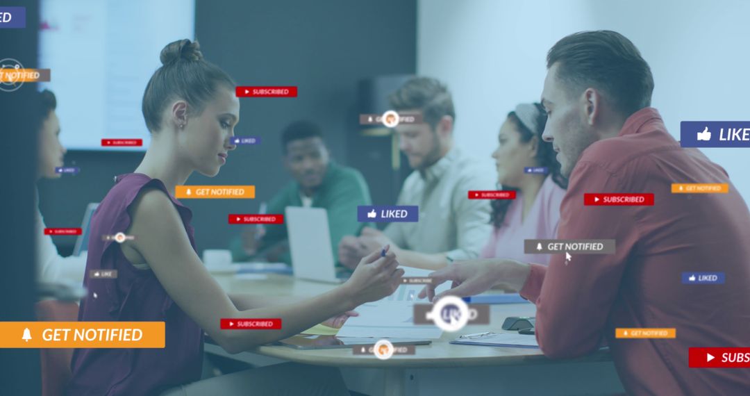 Business Meeting with Social Media Data Integration