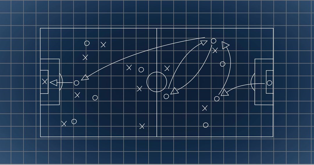 Digital Soccer Strategy Blueprint on Gridded Screen