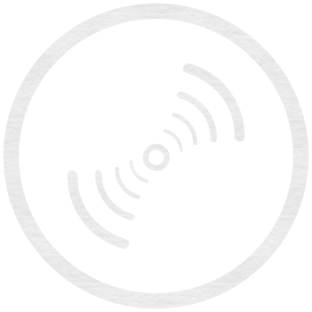 White Circular Sound Wave Symbol on Transparent Background