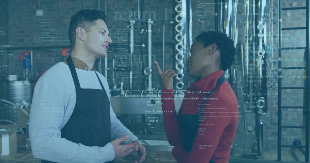 Distillery Experts Evaluating Industrial Equipment in Efficient Operation