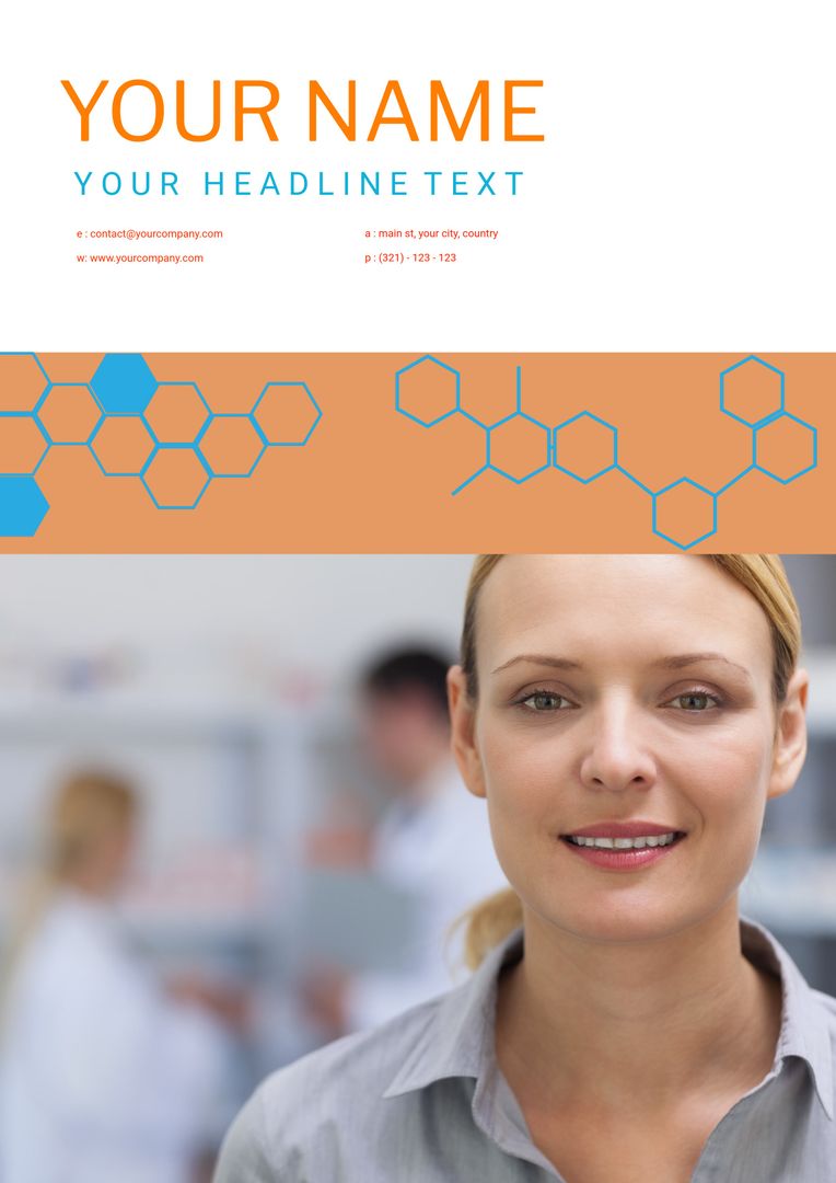 Professional Woman in Office Environment with Geometric Design Elements