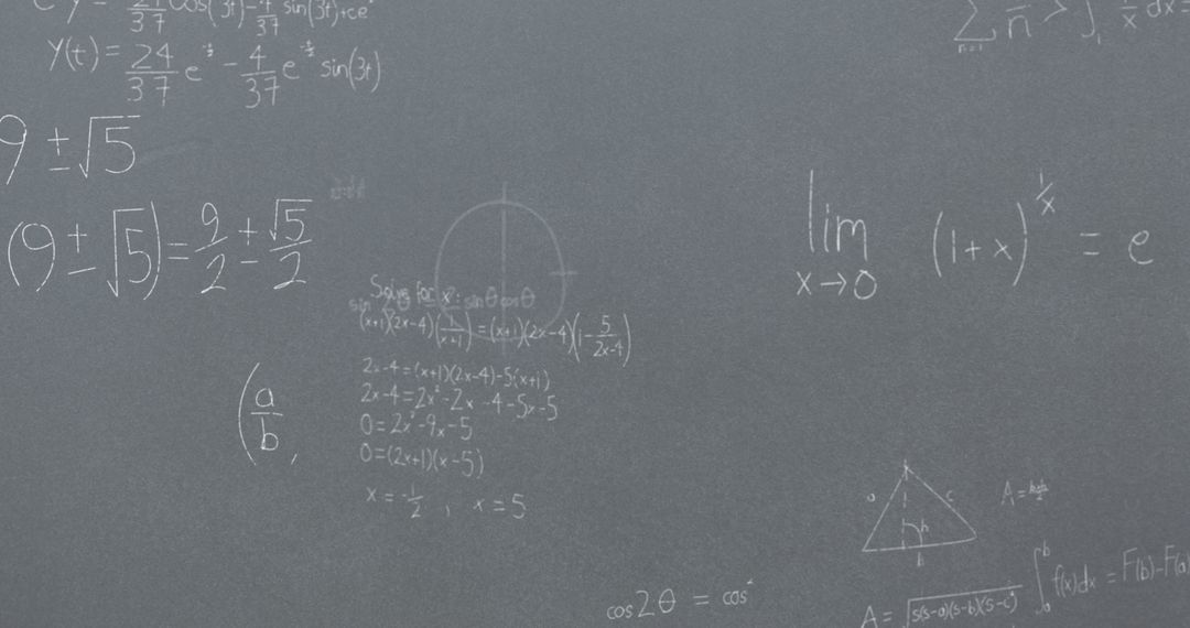 Mathematical Equations Gradually Covering Blackboard Surface