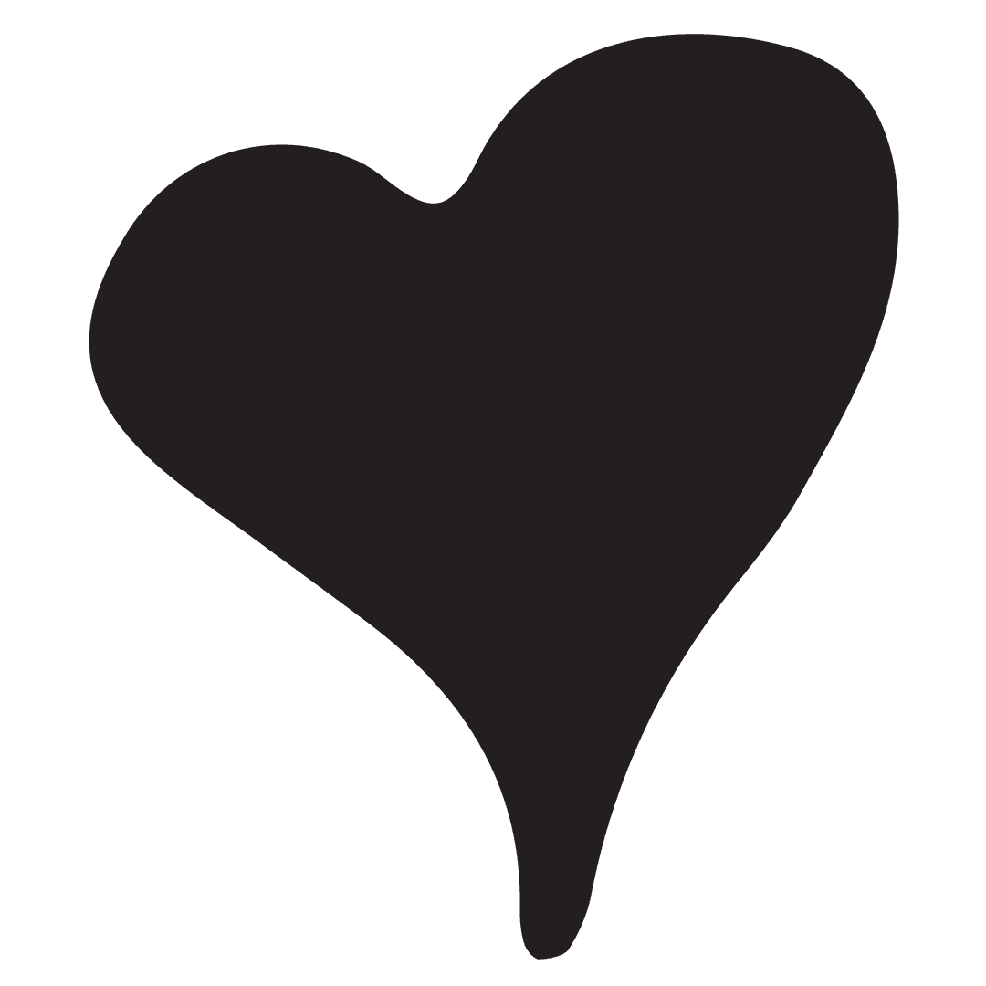 Illustration of Black Heart on Transparent Background
