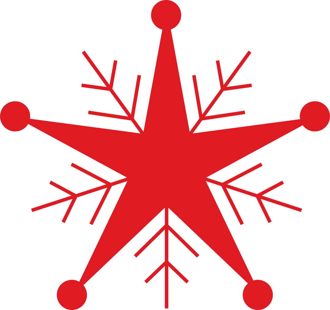 Red Abstract Snowflake Illustration on Transparent Background