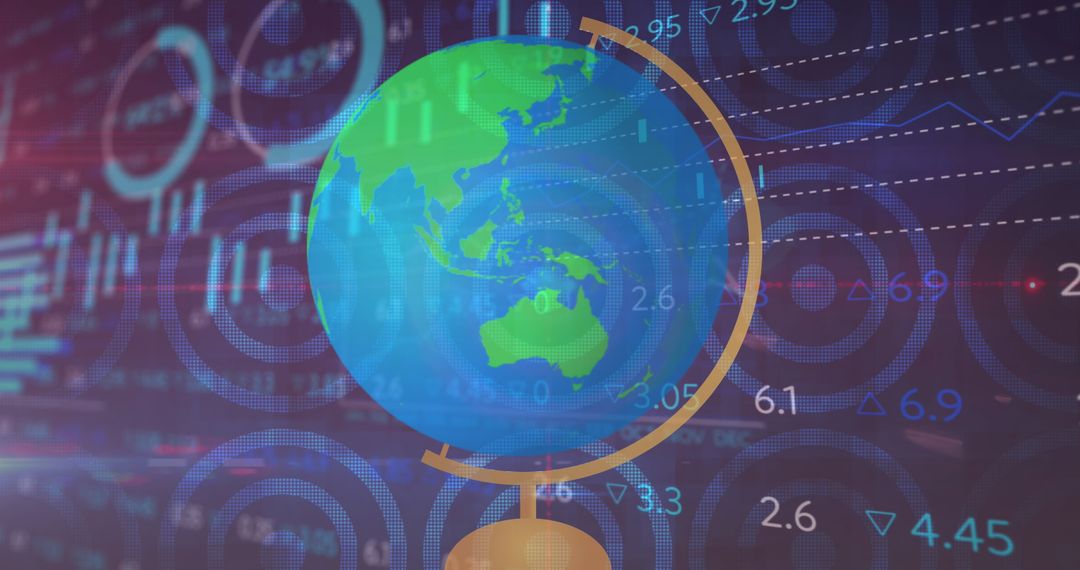 Spinning Globe with Digital Graphs Background