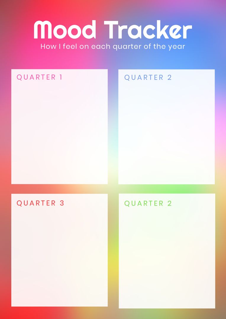 Colorful Mood Tracker Template for Quarterly Mental Wellbeing
