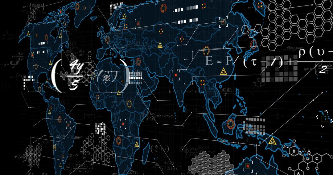 Futuristic World Map with Data Analytics Overlays