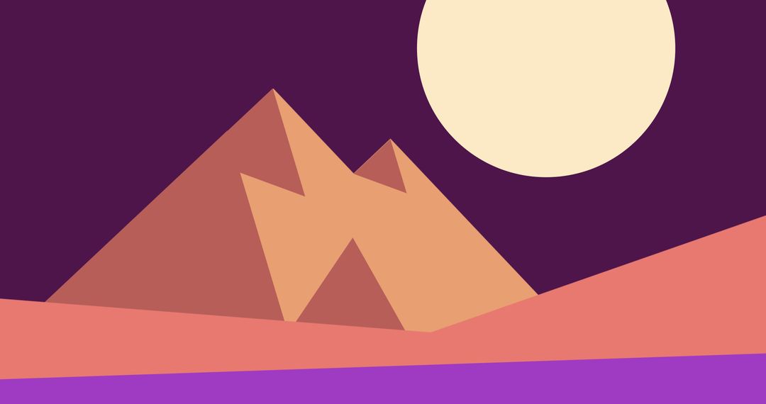 Illustrative image of brown mountain against violet clear sky and moon, copy space - Free Images, Stock Photos and Pictures on Pikwizard.com