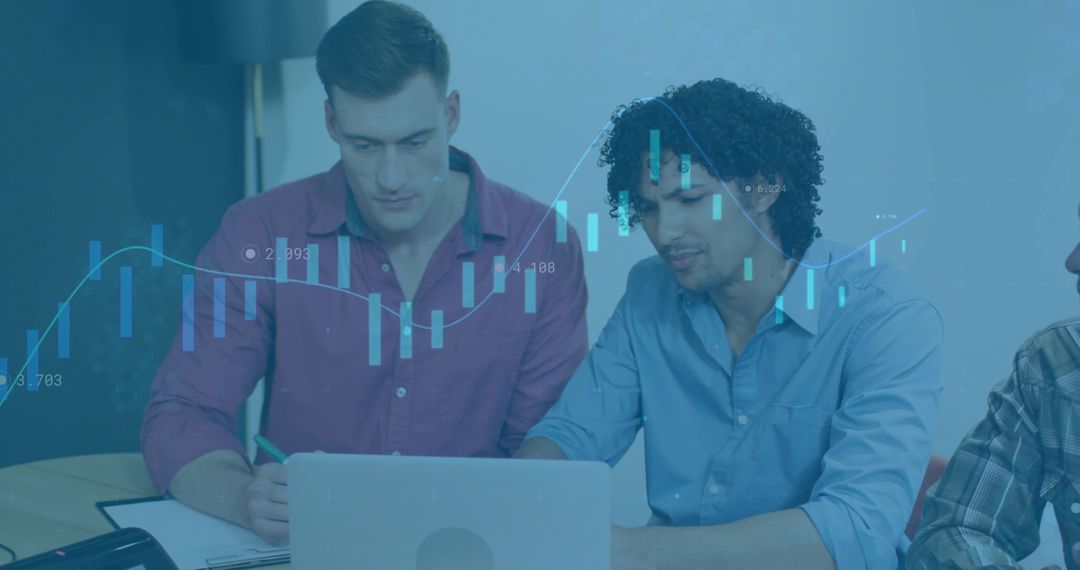 Coworkers Analyzing Financial Trends in Modern Office