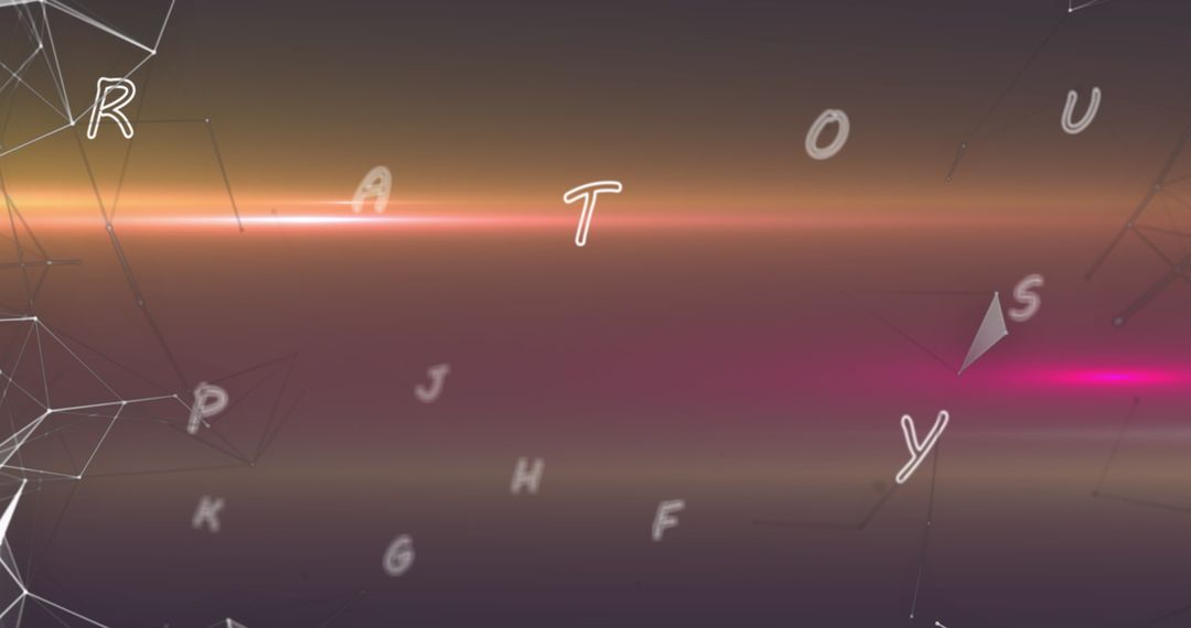 Digital Abstract with Scattered Letters and Data Network