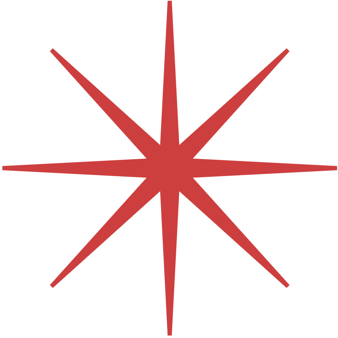 Red Slim Eight-Pointed Star on Transparent Background