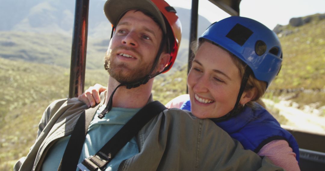 Smiling Couple Enjoying Adventure Outdoors - Free Images, Stock Photos and Pictures on Pikwizard.com