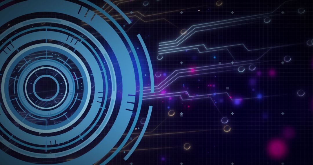 Futuristic Digital Interface with Scanning Technology on Black Background