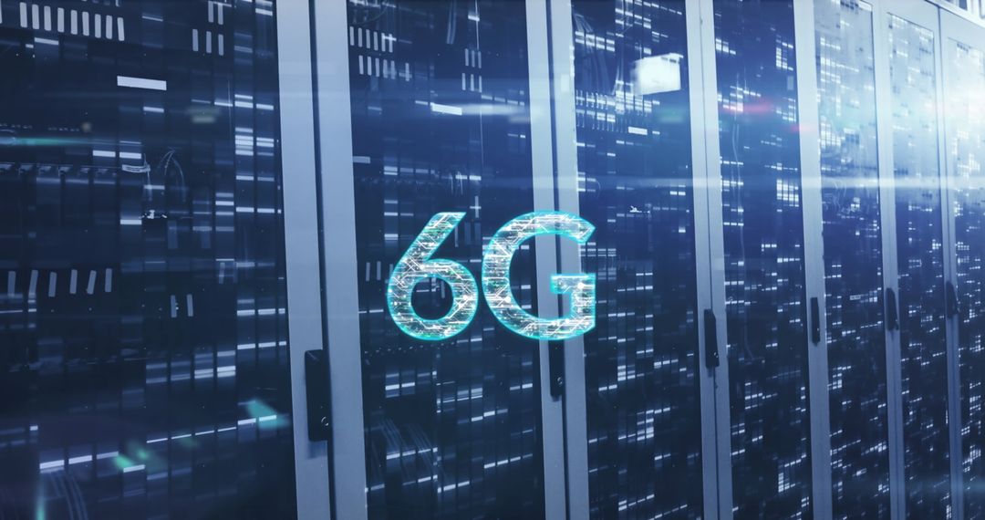 6G Technology Logo in Modern Data Center