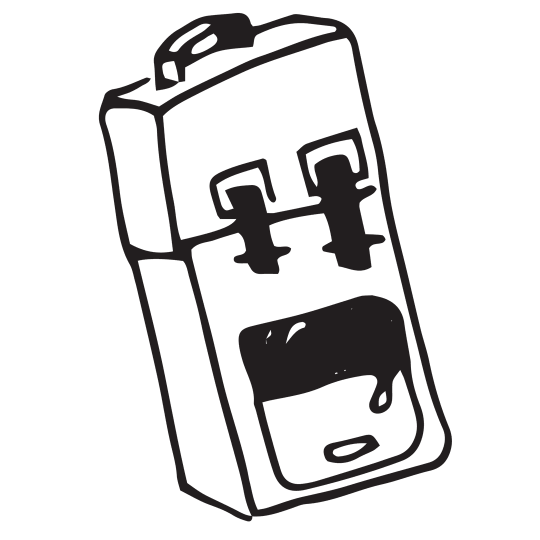 Black Backpack Outline Illustration on Transparent Background