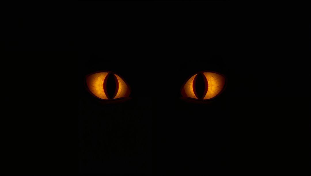 Glowing Amber Eyes in Darkness with Mysterious Presence