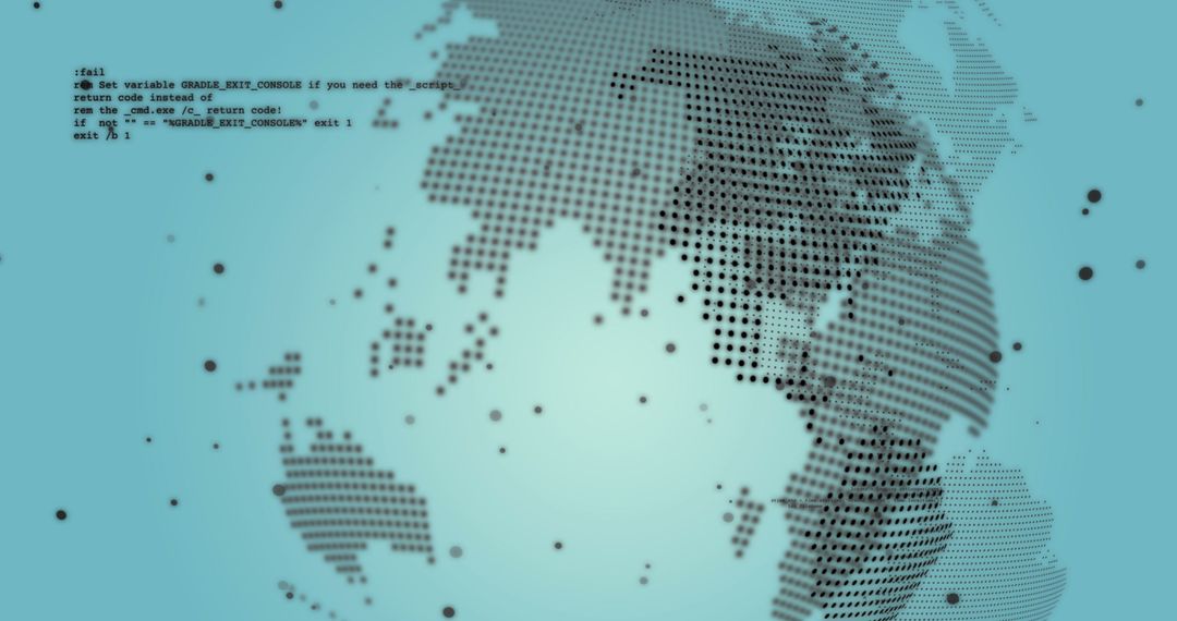 Digital Data Globe with Code Overlay Against Blue Background