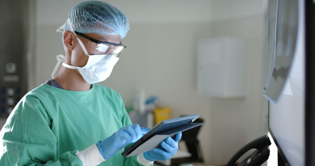 Medical Professional Using Tablet in Hospital - Free Images, Stock Photos and Pictures on Pikwizard.com