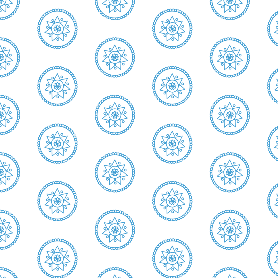 Blue Floral Pattern Rows on Transparent Background