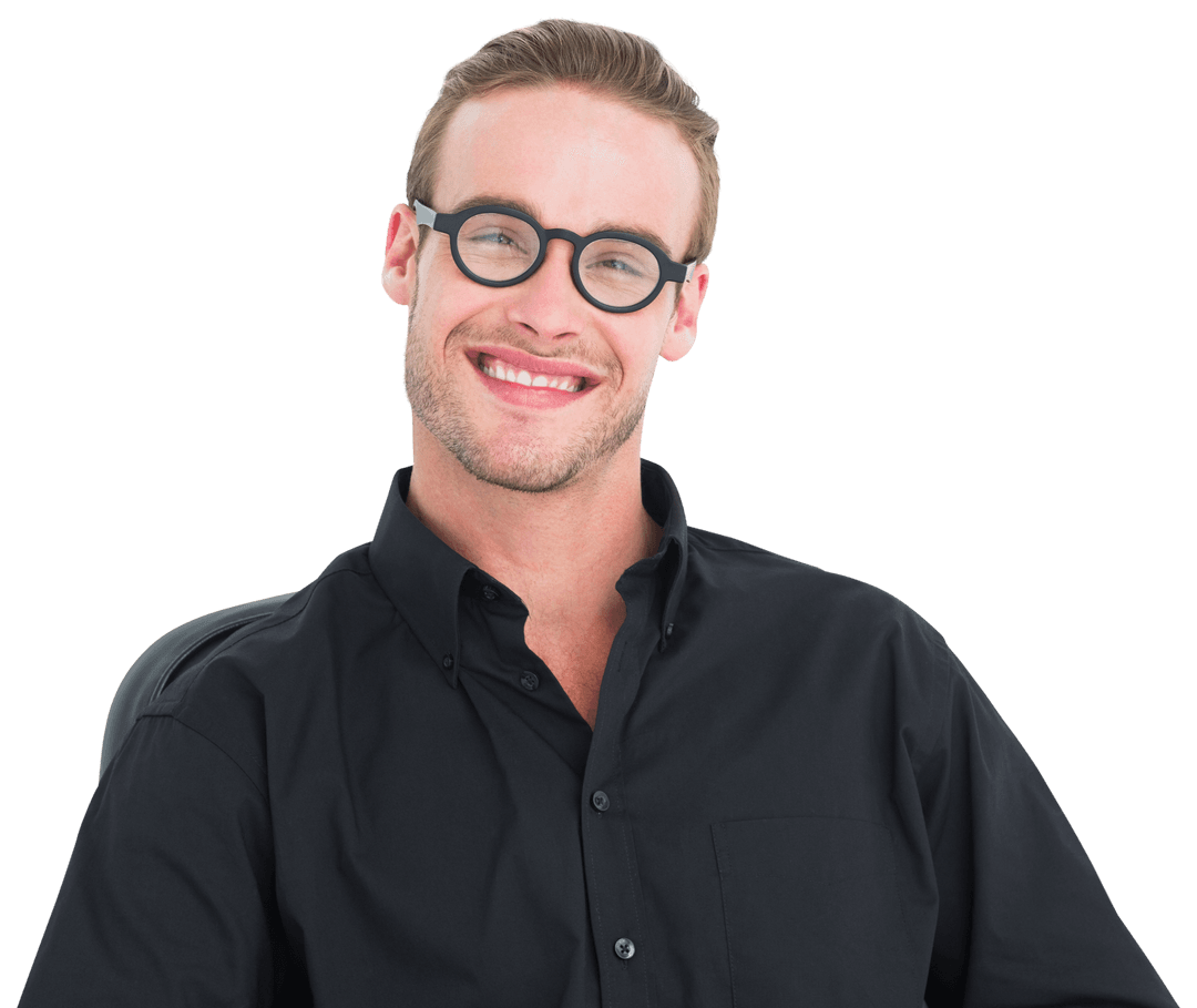Smiling Transparent Professional Man Wearing Glasses