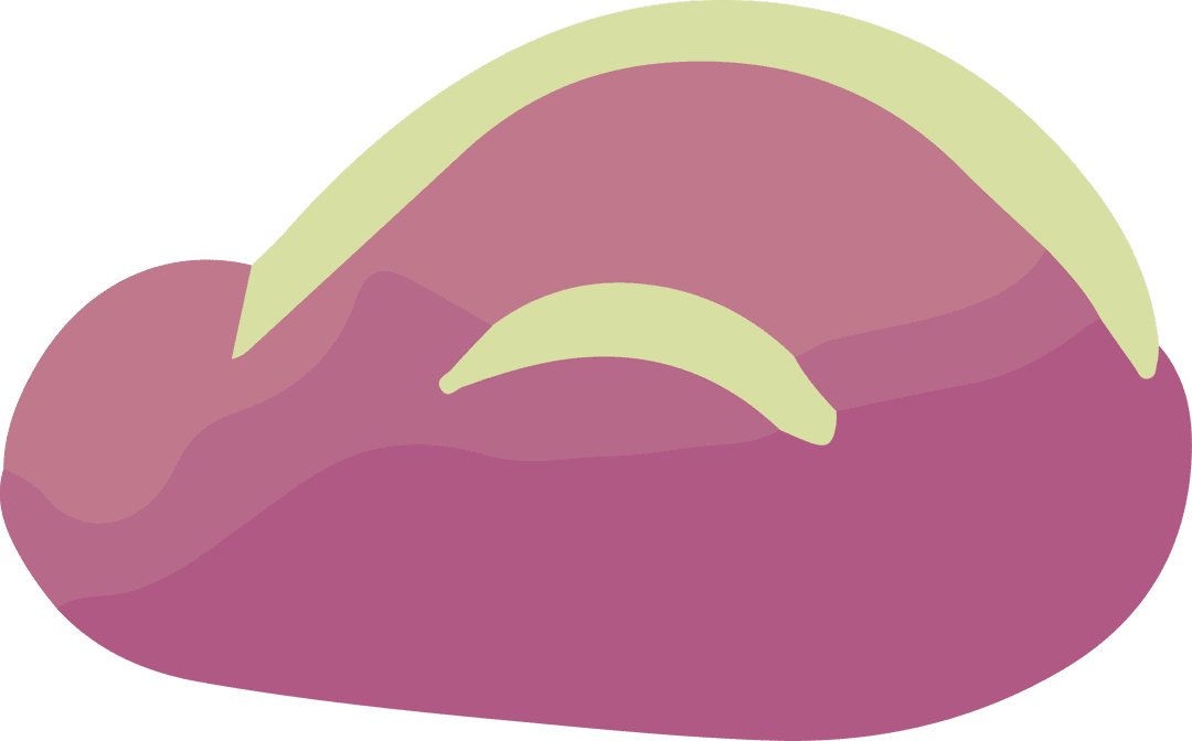 Abstract Pink Blob with Green Arcs on Transparent Background