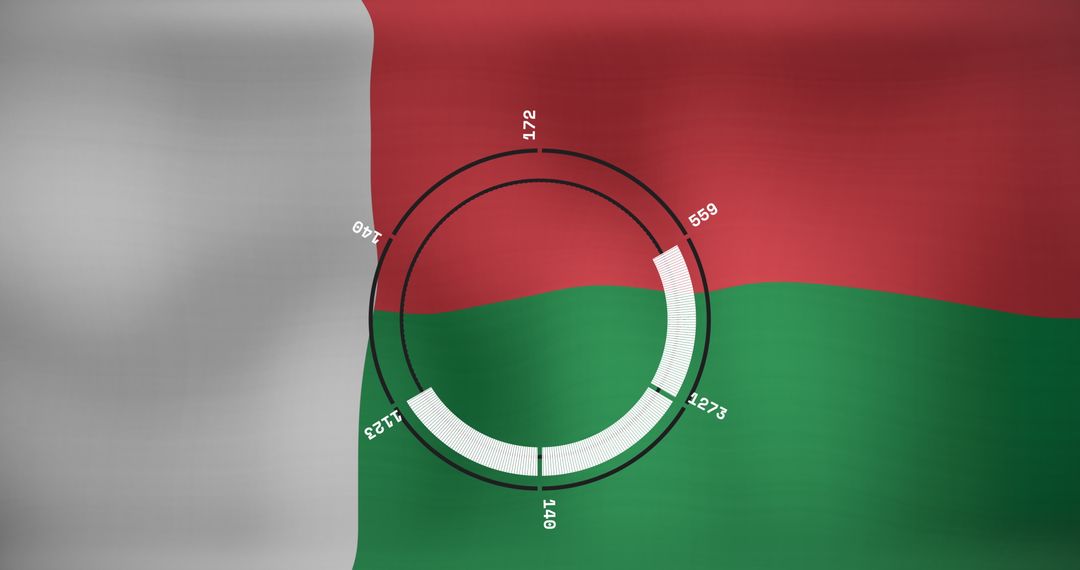 Madagascar Flag with Digital Interface Circle Diagram
